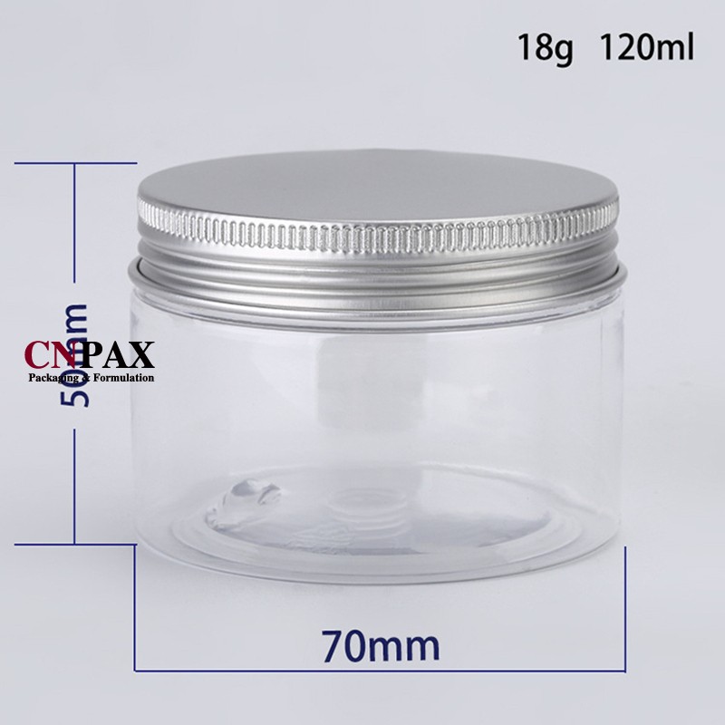 4 oz PET plastic jar with aluminium lid