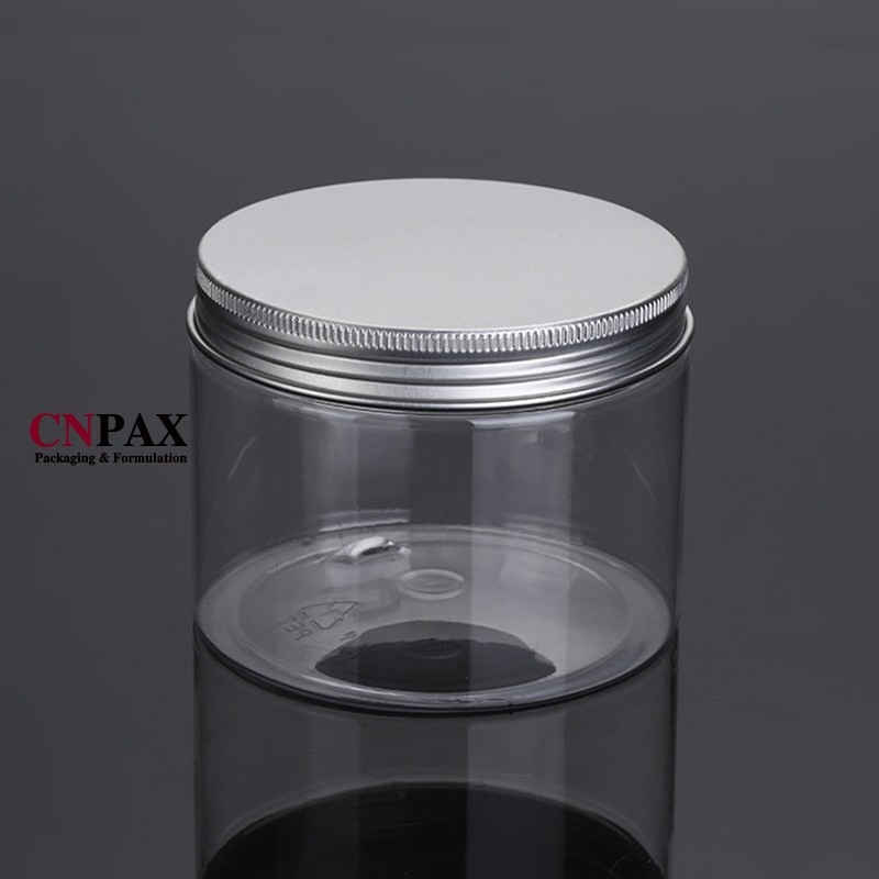 Wide mouth plastic container with aluminium lid