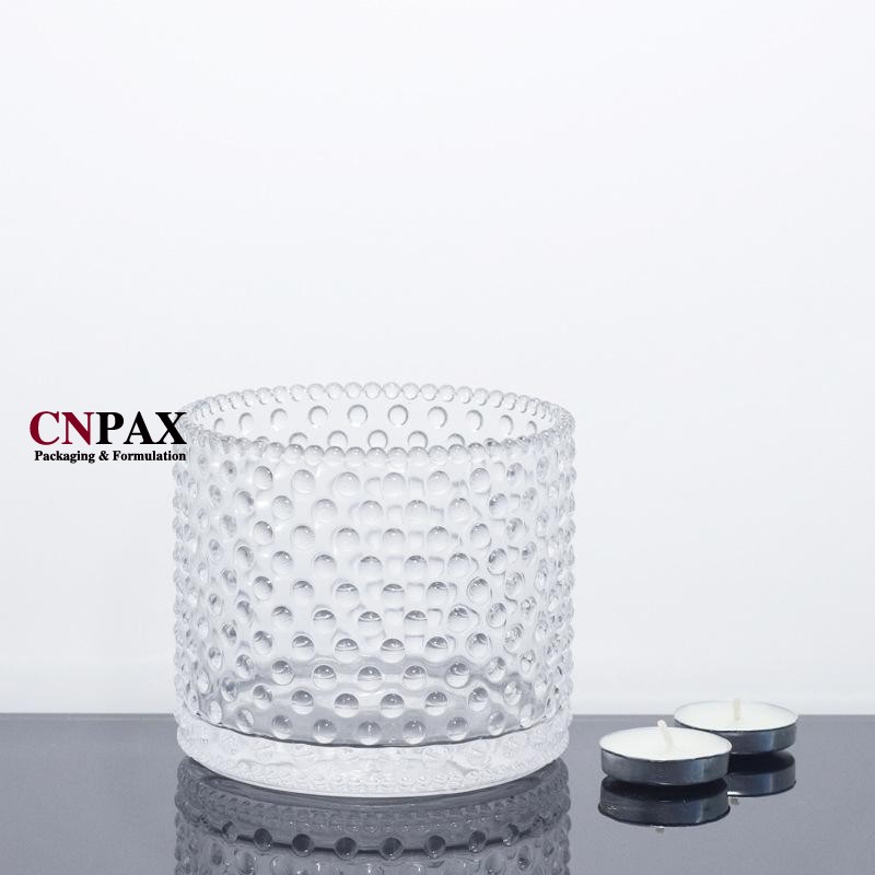 dot embossed glass candle jar holder