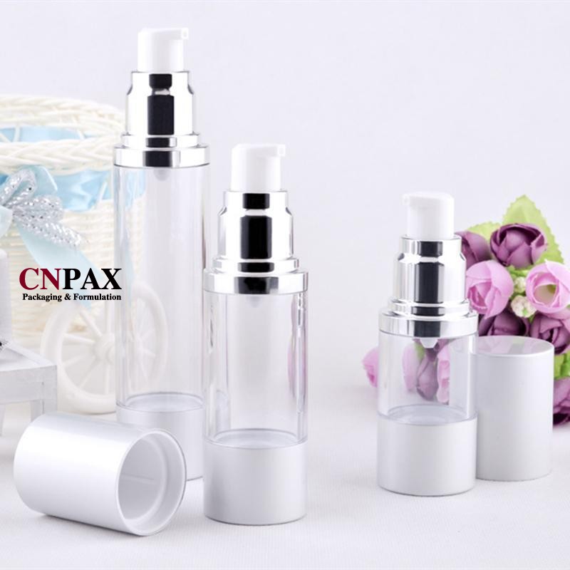 silver metallic airless pump dispenser