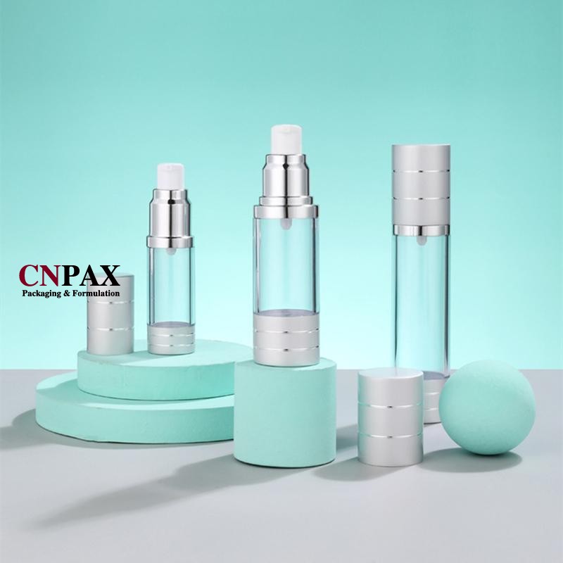 matte silver empty airless bottles