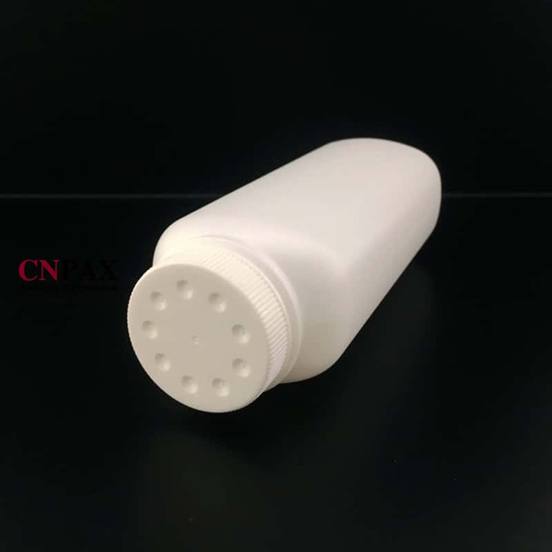 oblong shape plastic powder bottle