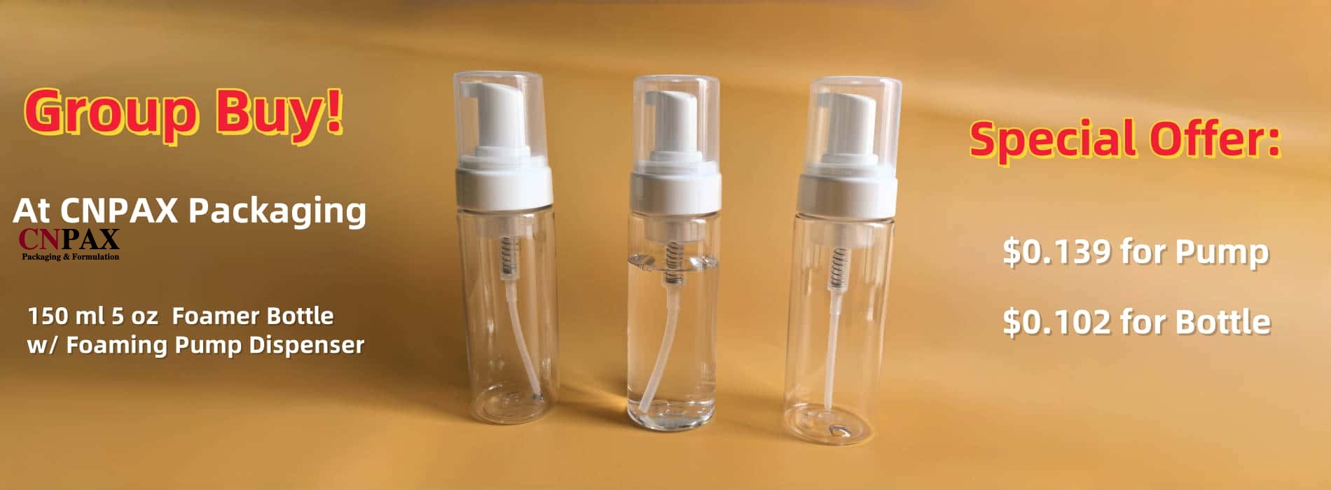 Packaging CNPAX Offerta speciale di bottiglie di schiuma di plastica da 50 ml da 5 once